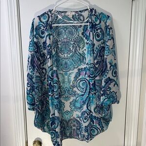 Charming Charlie Teal and Indigo Swirl Tunic